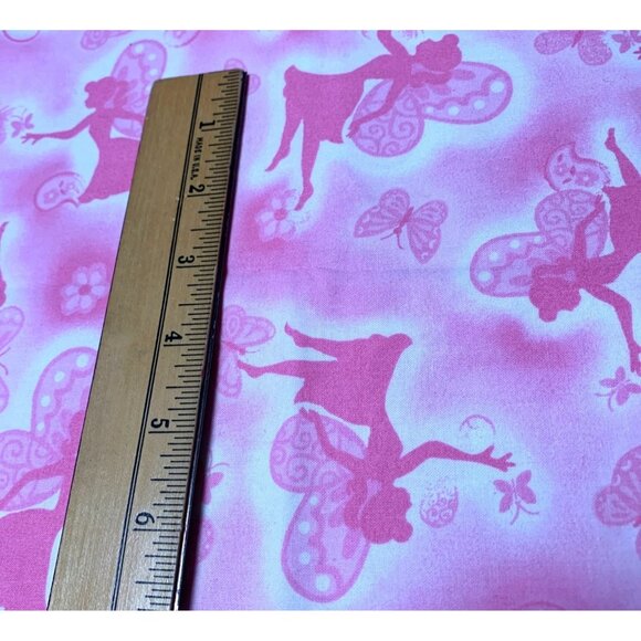 Concord Pixie Garden Pink Fairy & Butterfly Fabric 11" x 46" Cotton Springs Glob - Picture 2 of 6